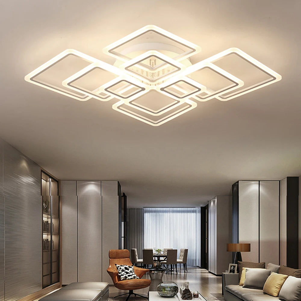 Nordic Square LED Ceiling Light — Remote Control Dimmable Pendant