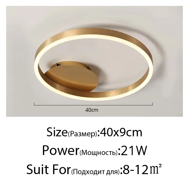 Gold Ring Chandelier — Modern Multi-Circle LED Ceiling Light