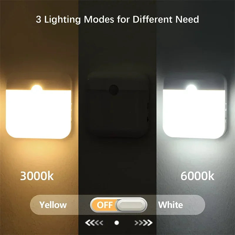 USB Rechargeable Motion Sensor Night Light — Square Wireless Cabinet Lamp