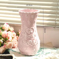 European Relief Rose Ceramic-Look Vase — Retro Living Room Ornament