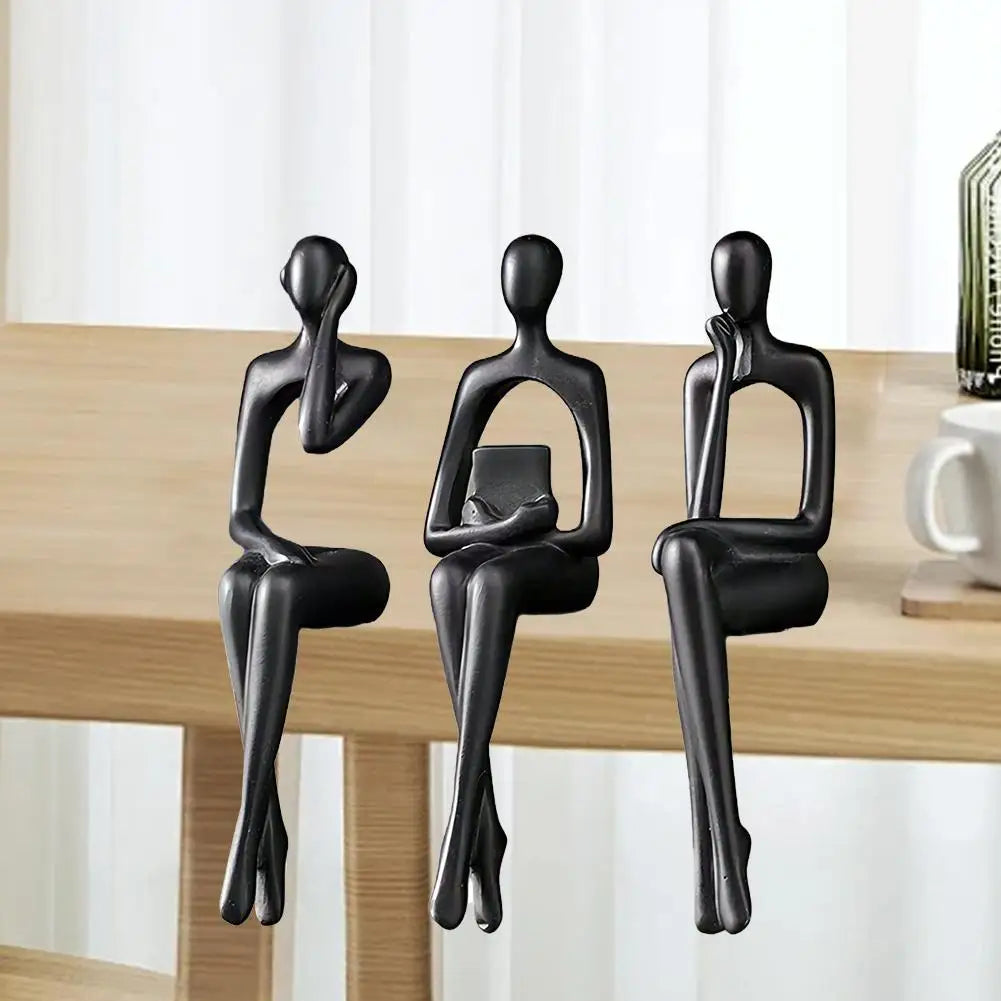 Abstract Desktop Thinker Figurine — Resin Nordic Office Sculpture