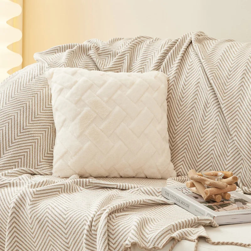 Plush Knit Throw Pillow Cover — Soft Square & Lumbar Cushion Cover