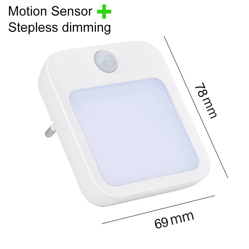 Plug-In Radar Motion Sensor Night Light — 7-Level Dimmable EU/US Lamp