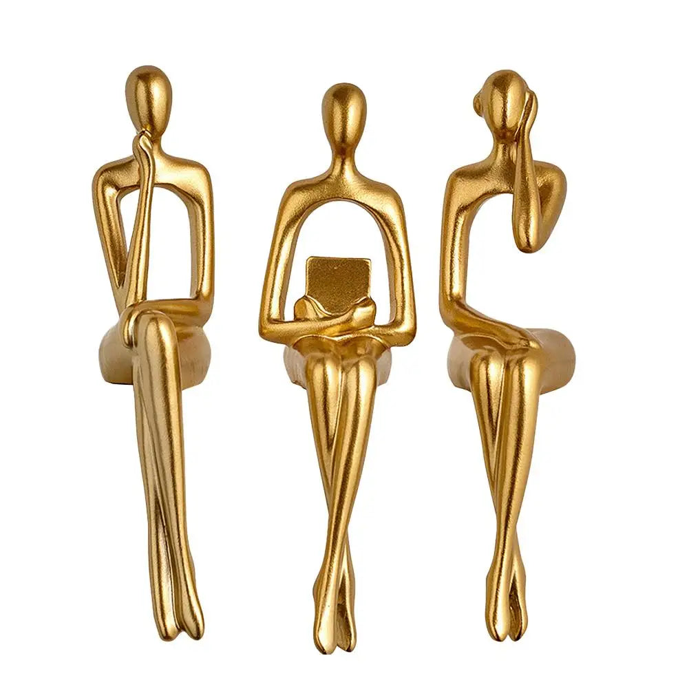 Abstract Desktop Thinker Figurine — Resin Nordic Office Sculpture