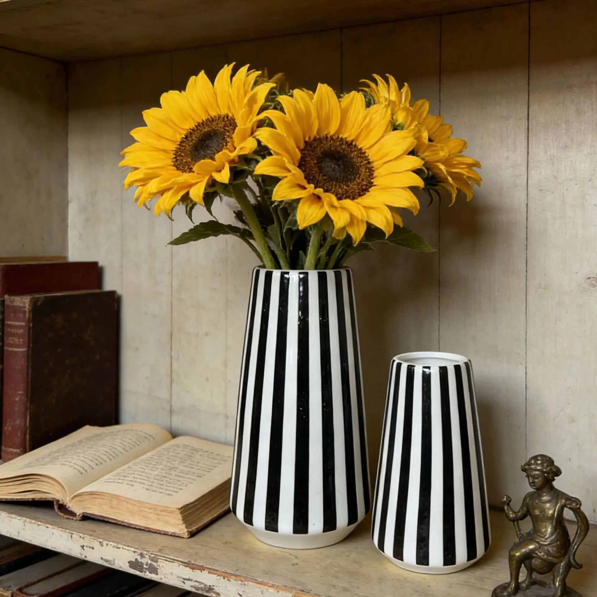 Black & White Checkered Ceramic Vase — Minimalist Statement Piece