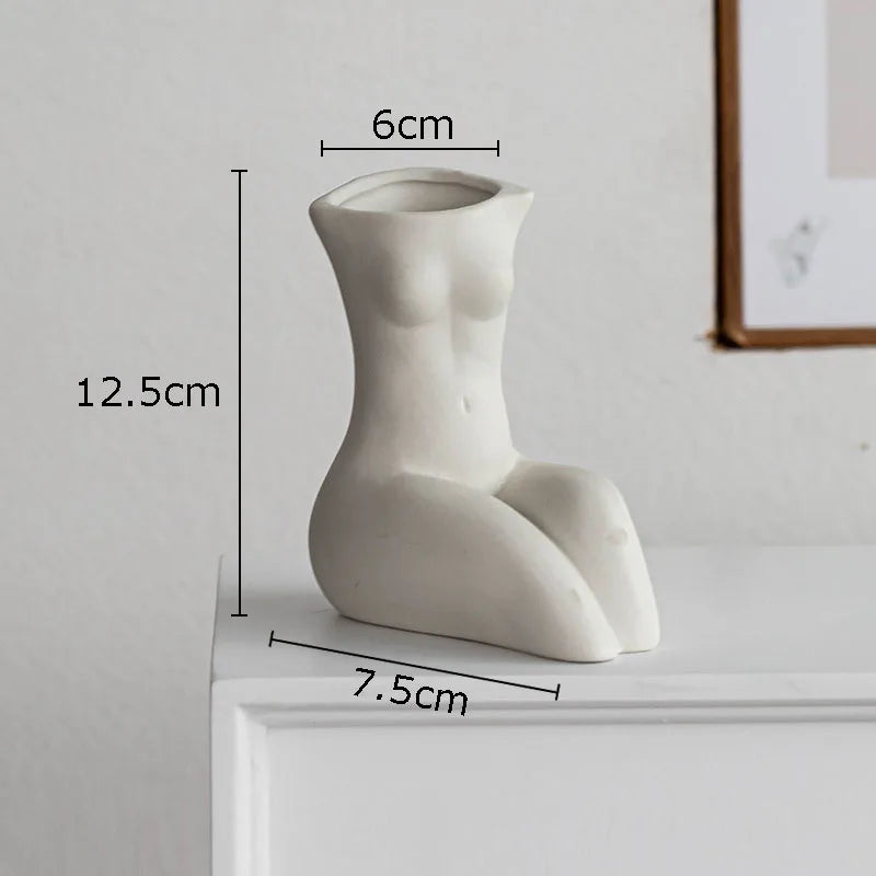 Sculptural Torso Ceramic Vase — Nordic Art Object Vessel