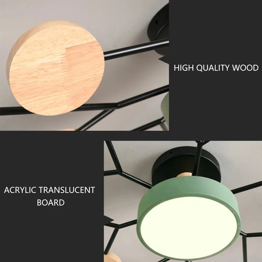 Tri-Color LED Chandelier — Multi-Light Flush Mount Ceiling Fixture