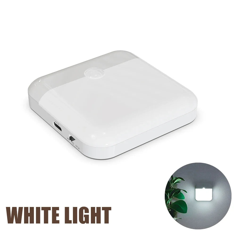 USB Rechargeable Motion Sensor Night Light — Square Wireless Cabinet Lamp