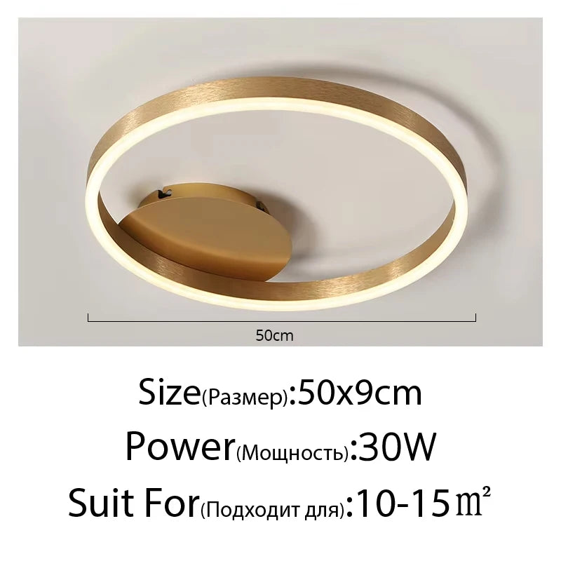 Gold Ring Chandelier — Modern Multi-Circle LED Ceiling Light