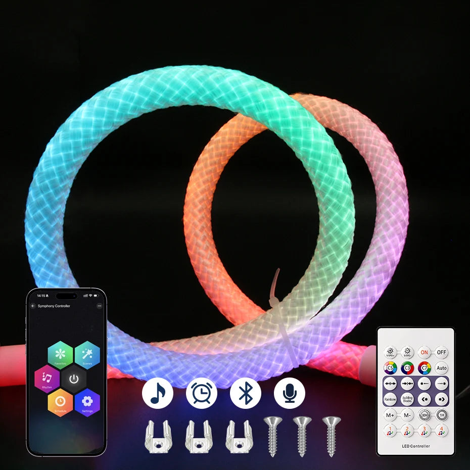 Smart RGBIC Neon Rope Light — Flexible App & Remote Controlled Tube