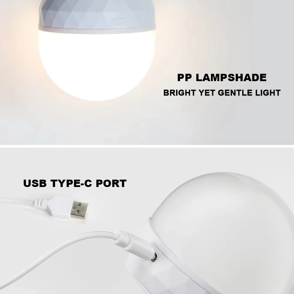 USB Rechargeable RGB LED Bulb — Smart Remote Dimmable Light