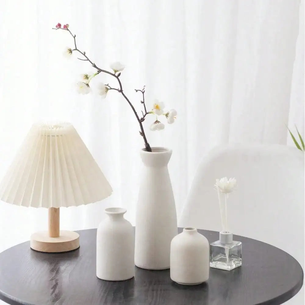 Bohemian Farmhouse Ceramic Vase Set (3-Piece) — Shelf & Table Decor