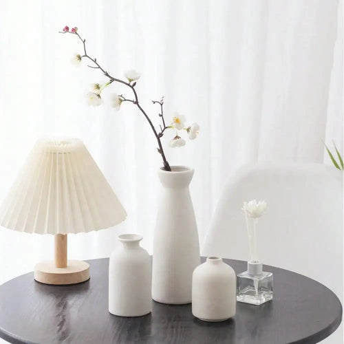 Bohemian Farmhouse Ceramic Vase Set (3-Piece) — Shelf & Table Decor