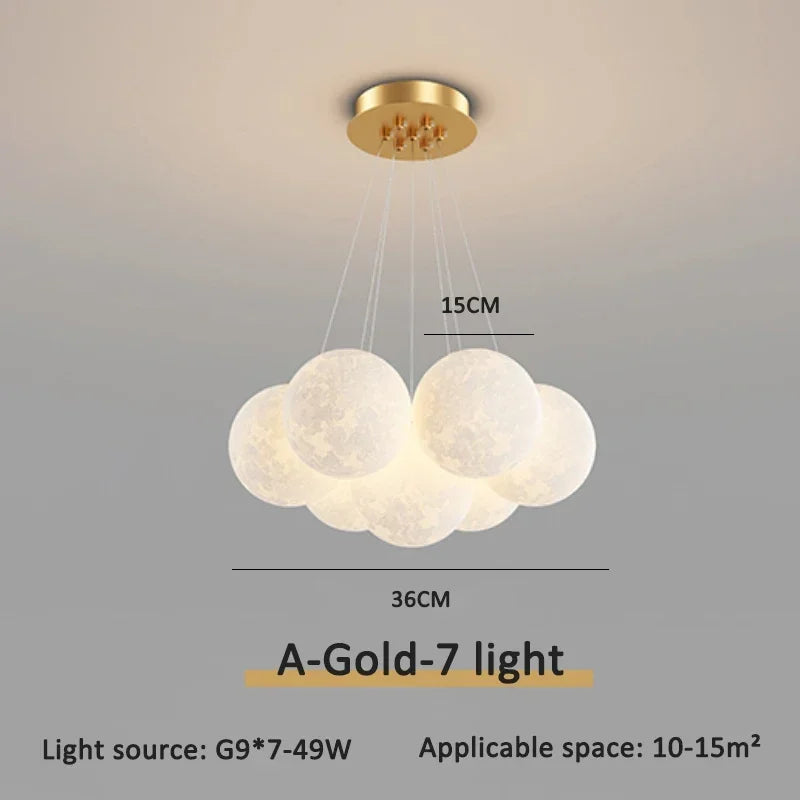 Cream Ball Cluster Chandelier — Modern Orb Pendant Ceiling Light
