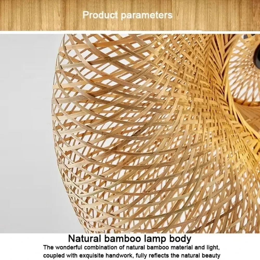 Handwoven Bamboo Pendant Light — Vintage Artisan Ceiling Fixture