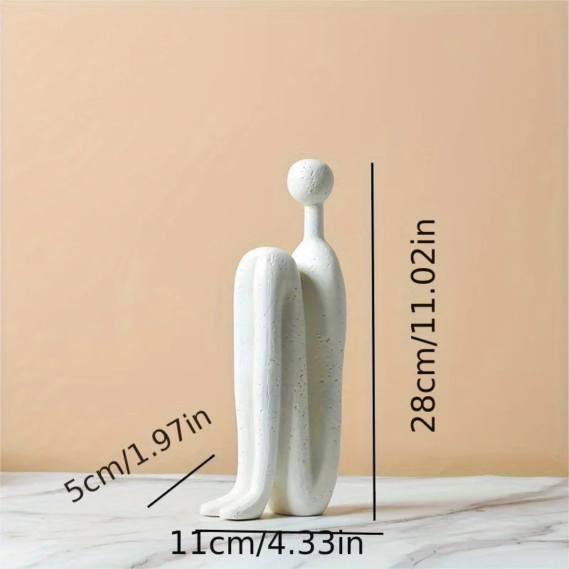 Back-to-Back Figures Ceramic Sculpture — Modern Vintage Abstract Decor