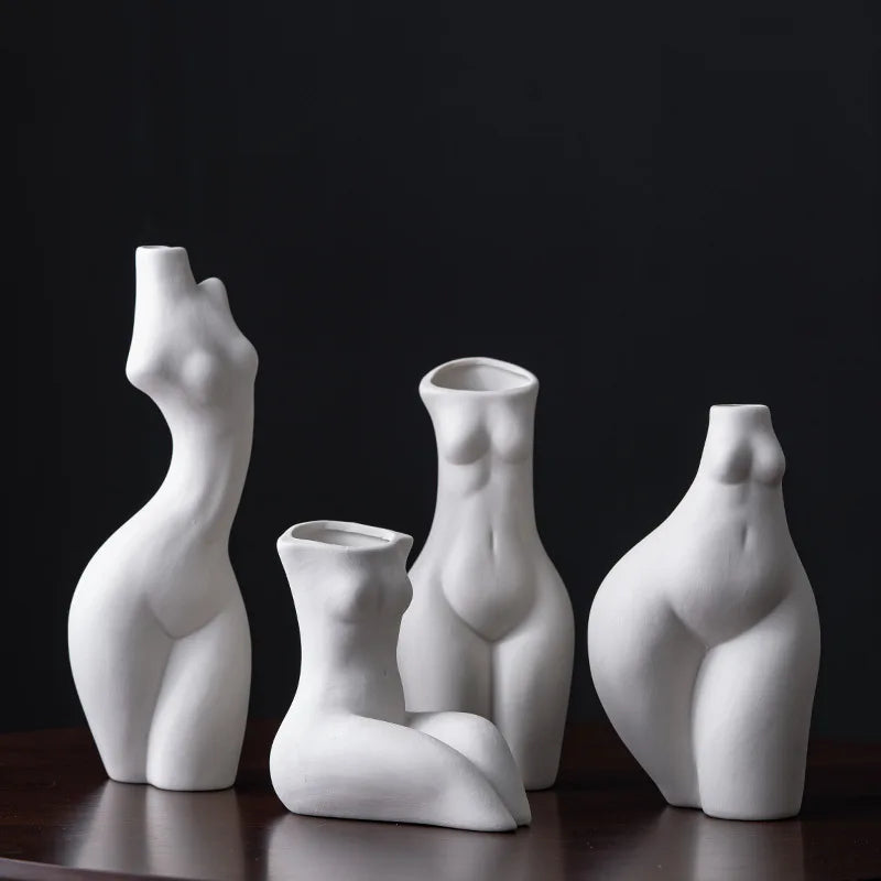 Sculptural Torso Ceramic Vase — Nordic Art Object Vessel