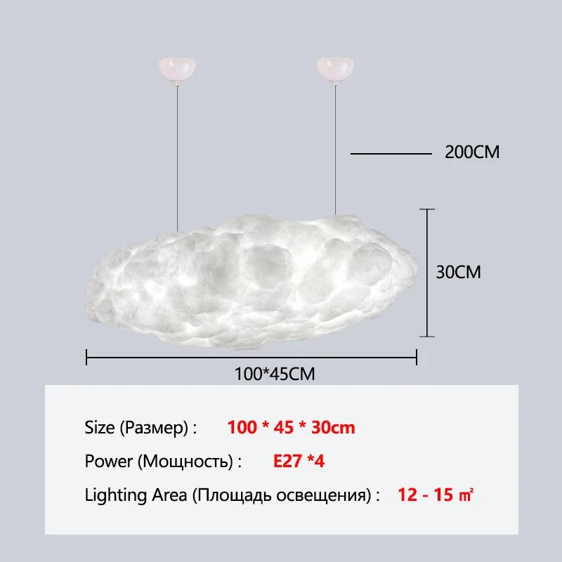 Floating Cloud Pendant Chandelier — Modern White Sculptural Ceiling Light