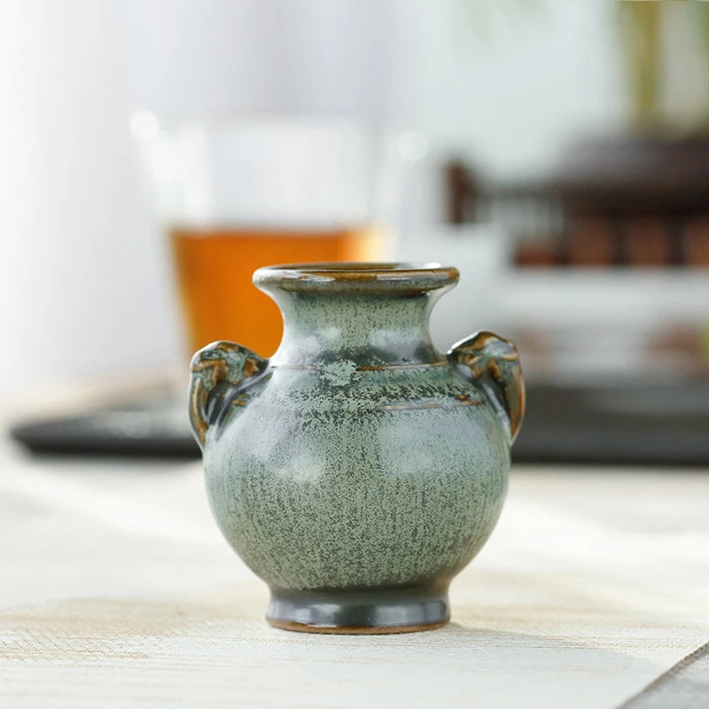 Miniature Ceramic Vase — Retro Tabletop Ornament & Hydroponic Planter