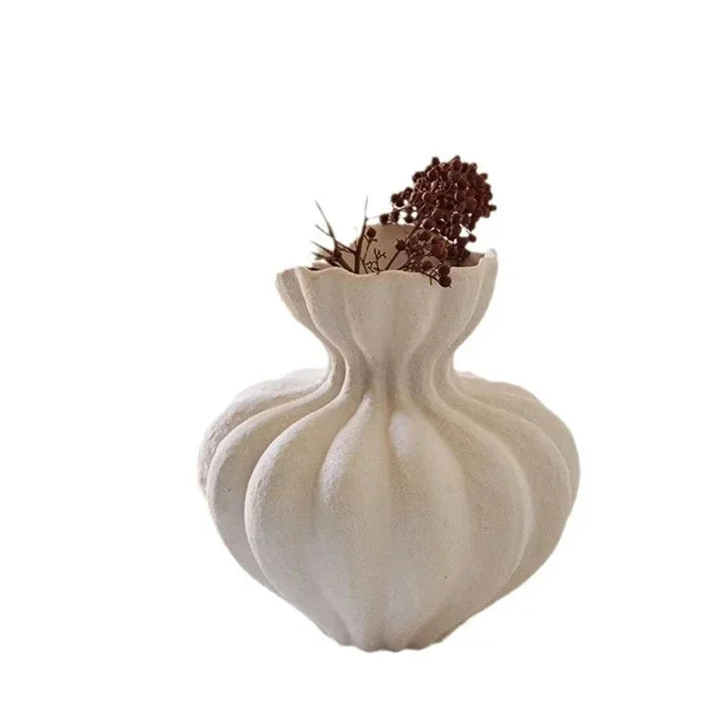 French Minimalist Ceramic Vase — Floral Vessel & Table Centerpiece