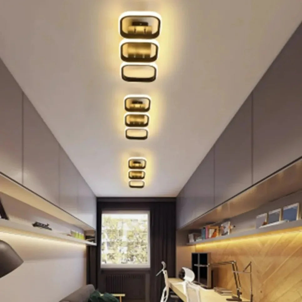 Nordic Tri-Color LED Ceiling Light — Square & Round Corridor Fixture