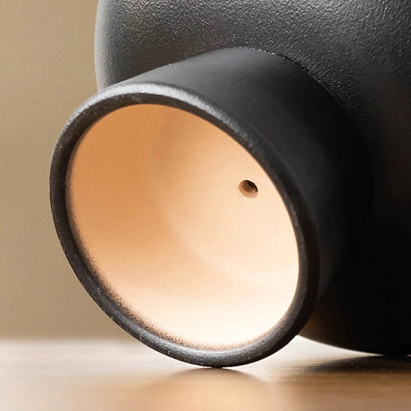 Retro Black Ceramic Vase — Tabletop Plant & Bonsai Vessel