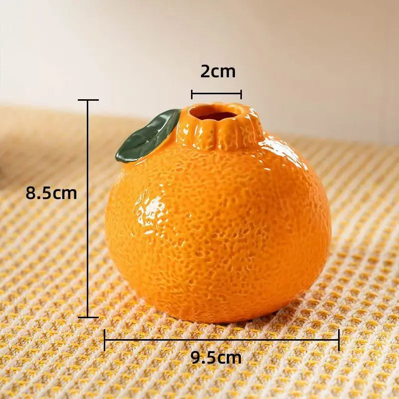 Glazed Orange Ceramic Fruit Vase — Tabletop Centerpiece Decoration