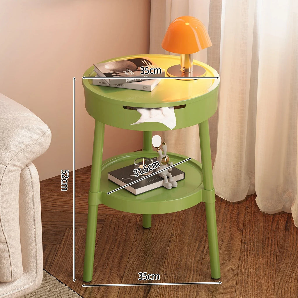 Round Minimalist Mobile Nightstand — Modern Bedroom Side Table