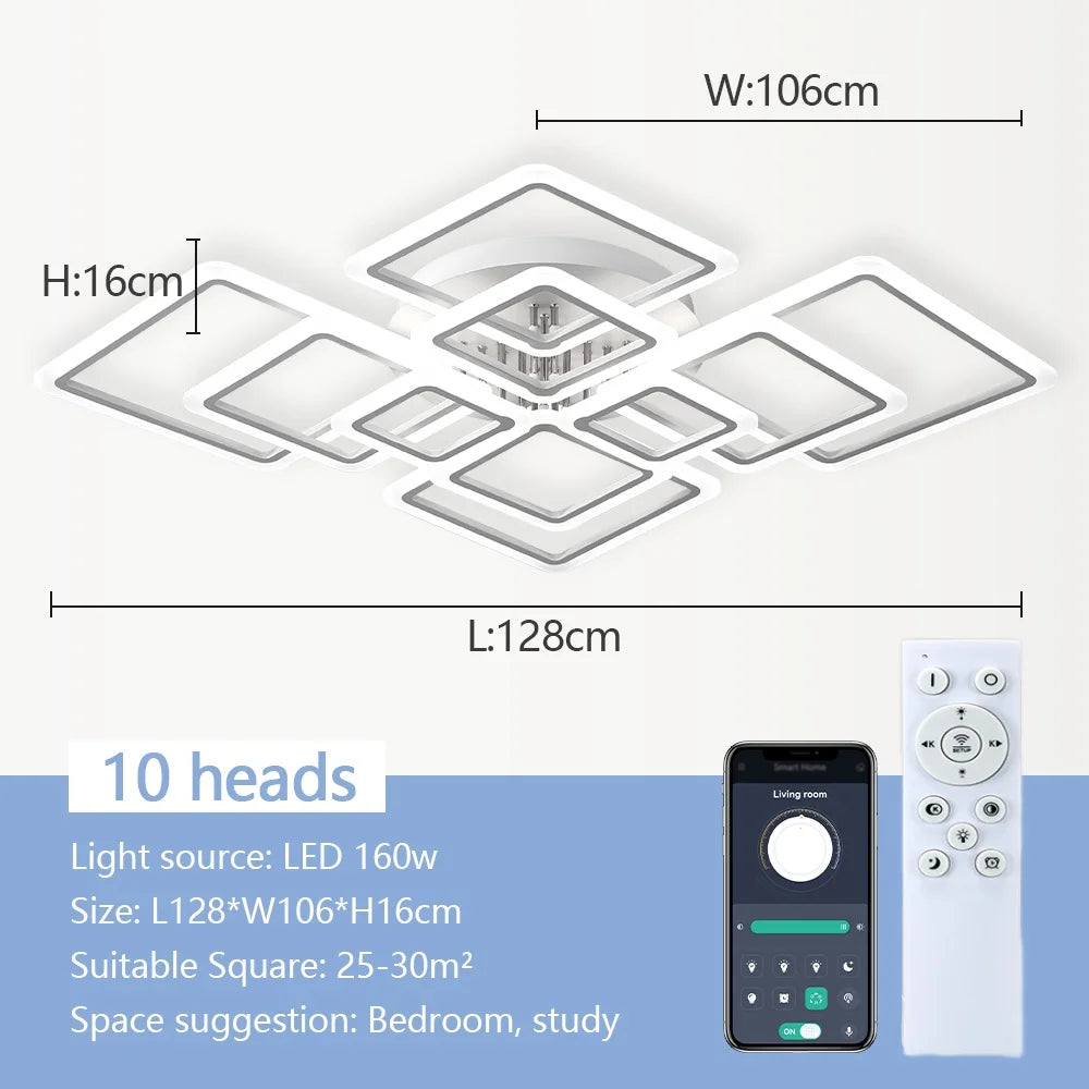 Nordic Square LED Ceiling Light — Remote Control Dimmable Pendant