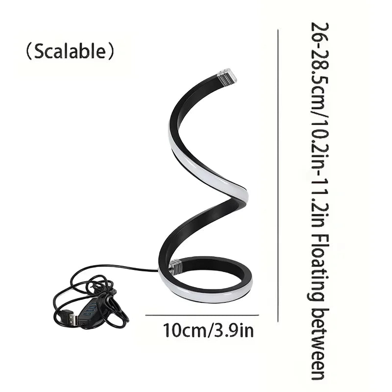 Sculptural Spiral LED Desk Lamp — Tri-Color USB Table Light
