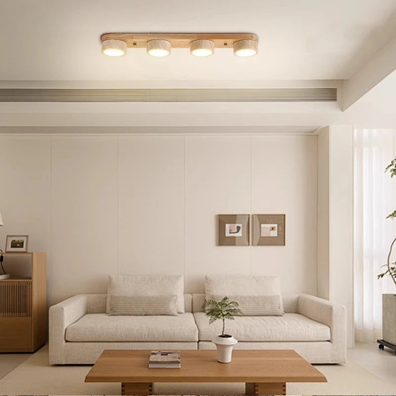 Walnut Gypsum Corridor Ceiling Light — Multi-Head Hallway Fixture