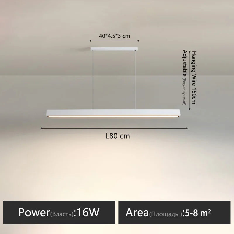 Modern Linear LED Pendant Light — Dimmable Dining Table & Kitchen Bar Fixture