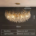 Gold Crystal Chandelier — Luxury LED Ceiling Fixture for Dining & Living Rooms