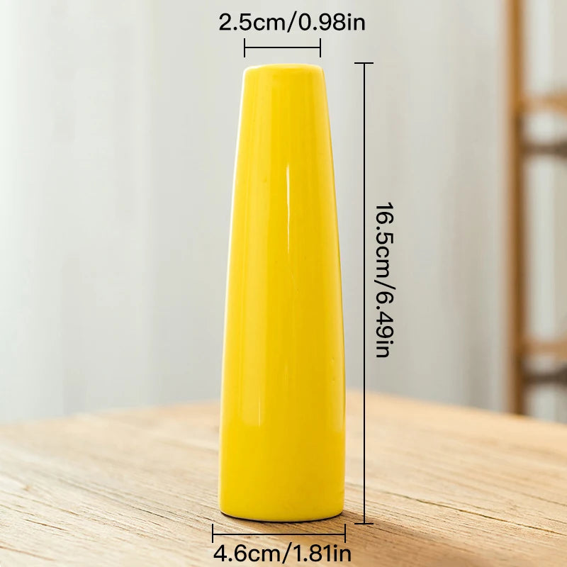 Slim Colorful Ceramic Vase — Desktop Hydroponic Flower Vessel