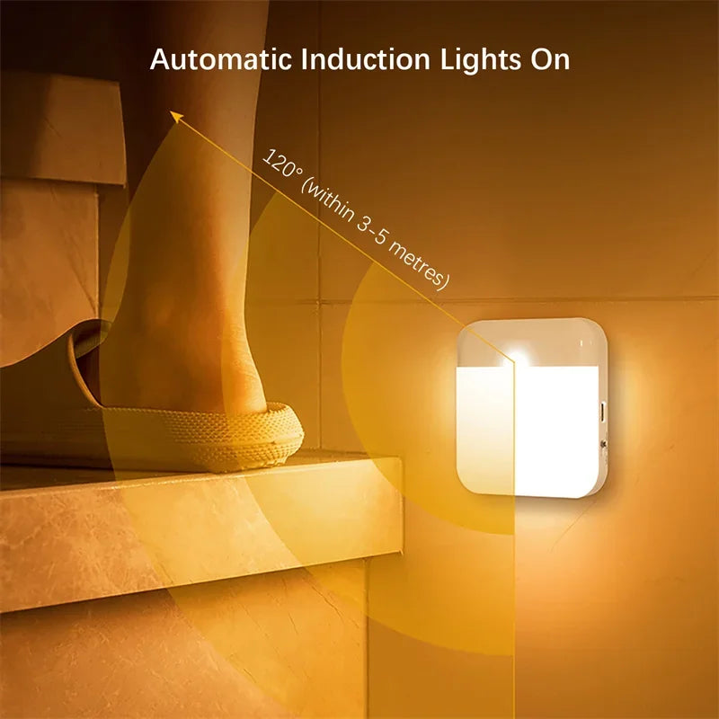 USB Rechargeable Motion Sensor Night Light — Square Wireless Cabinet Lamp