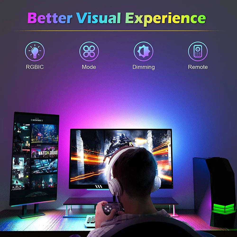 Smart Bluetooth RGB Light Bar — Music Sync App-Controlled Gaming Light