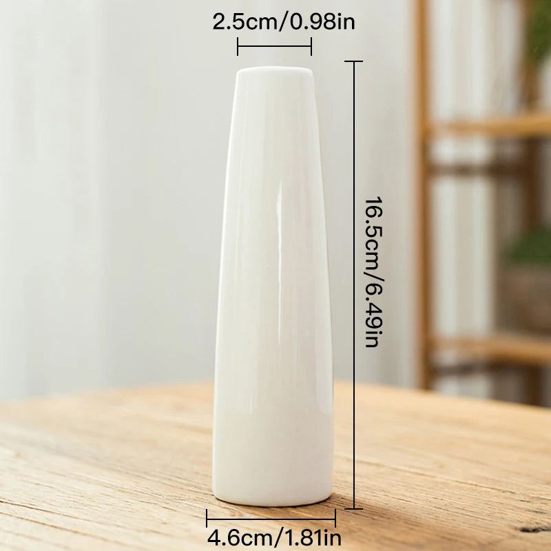 Slim Colorful Ceramic Vase — Desktop Hydroponic Flower Vessel