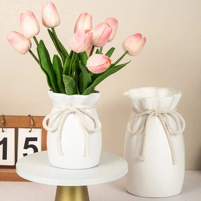 Minimalist Ceramic-Look Vase — Modern Bedroom & Living Room Vessel