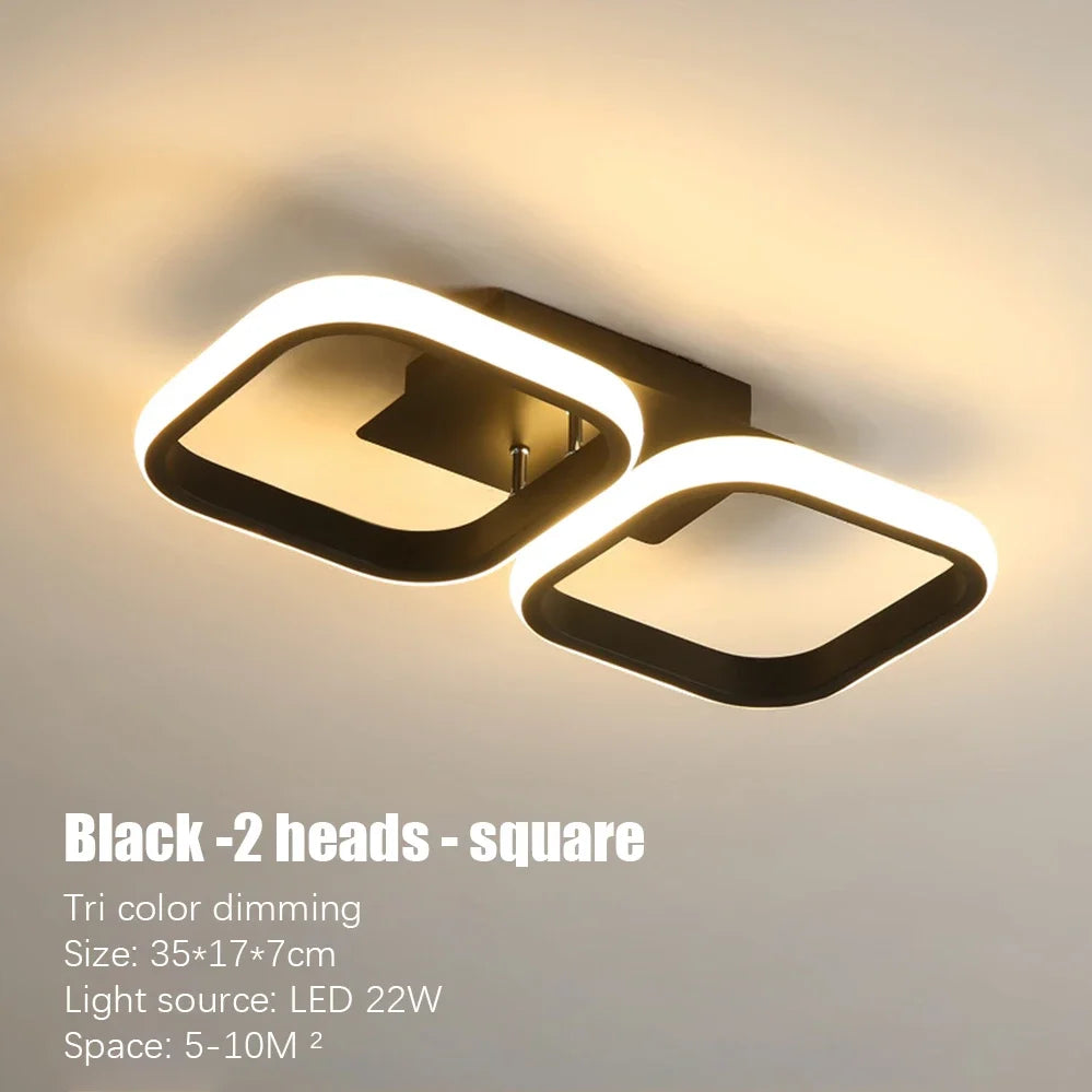 Nordic Tri-Color LED Ceiling Light — Square & Round Corridor Fixture