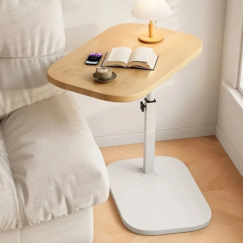 Adjustable Height Wooden Side Table — Portable Sofa & Office Accent Table