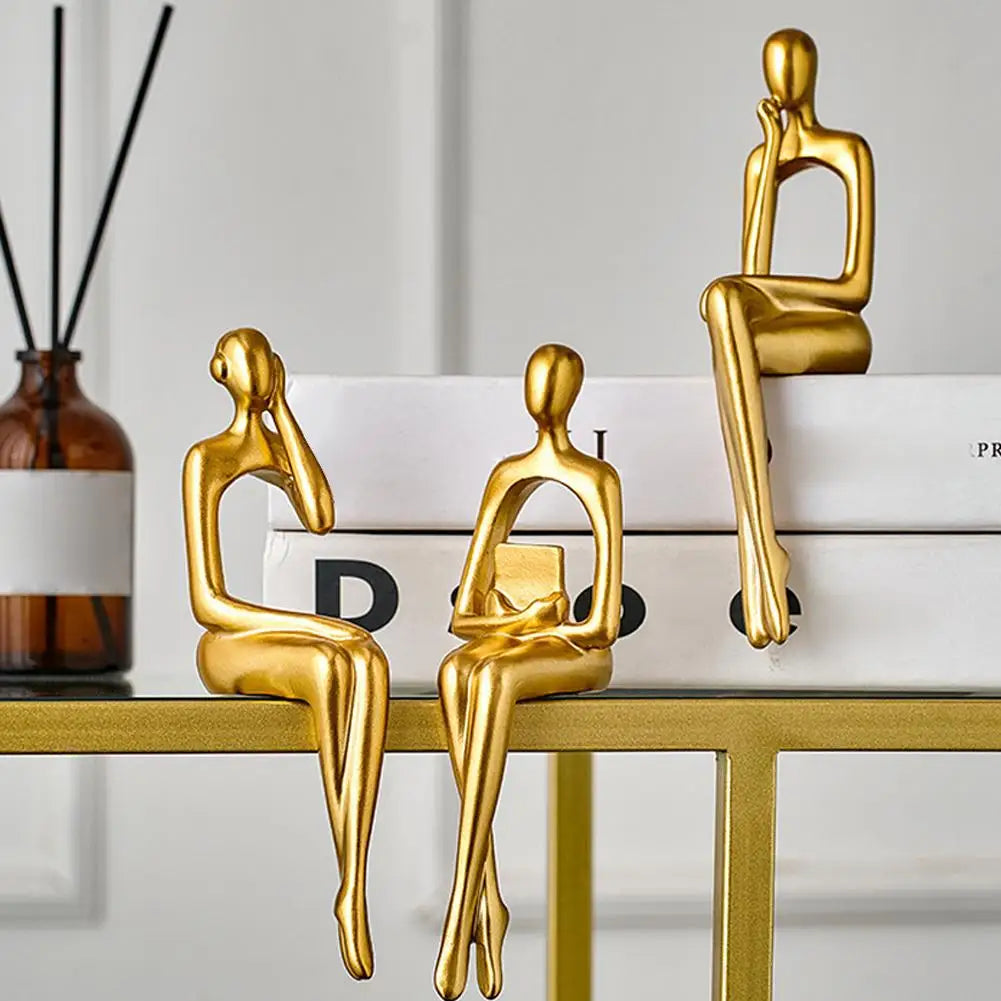 Abstract Desktop Thinker Figurine — Resin Nordic Office Sculpture