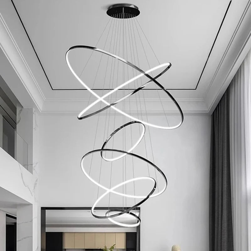 Tiered Ring Villa Chandelier — Grand Staircase Ceiling Light