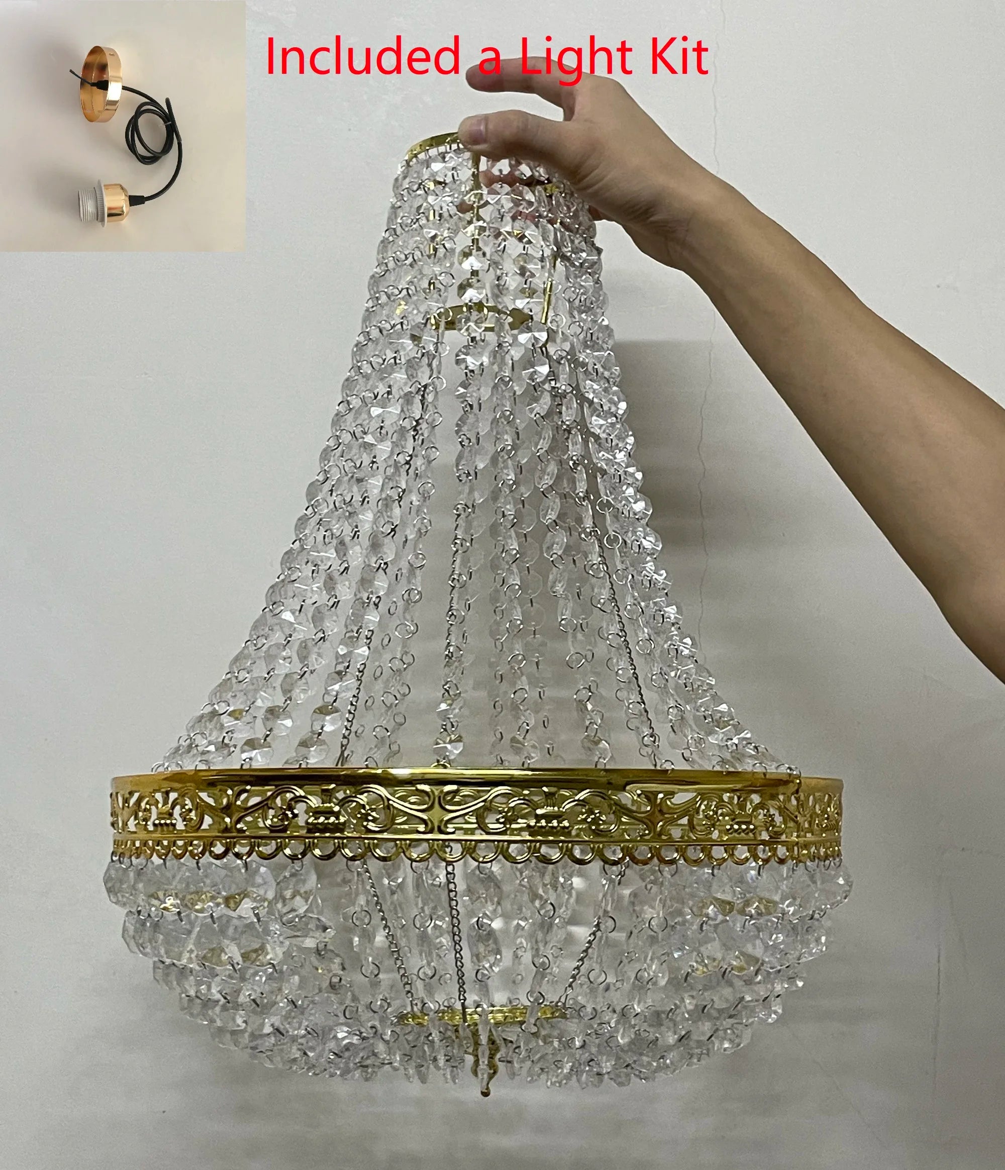 Vintage Crystal Charlotte Chandelier Shade — Regal Ceiling Light Fitting