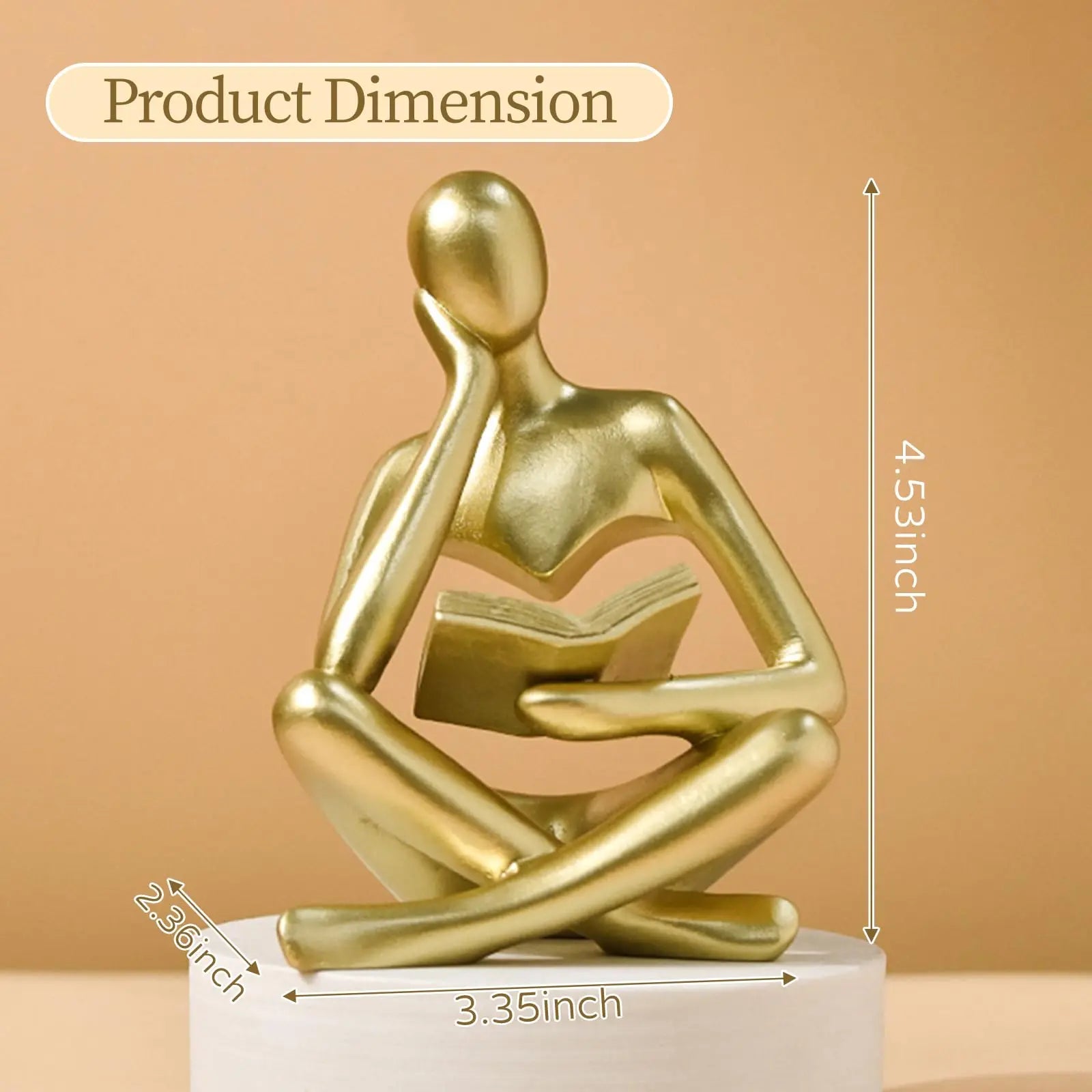 Abstract Thinker Statue — Reading Sculpture Bookshelf Decor