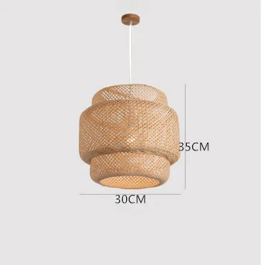 Hand-Woven Bamboo Lantern Pendant Light — Vintage Dining & Bedroom Fixture