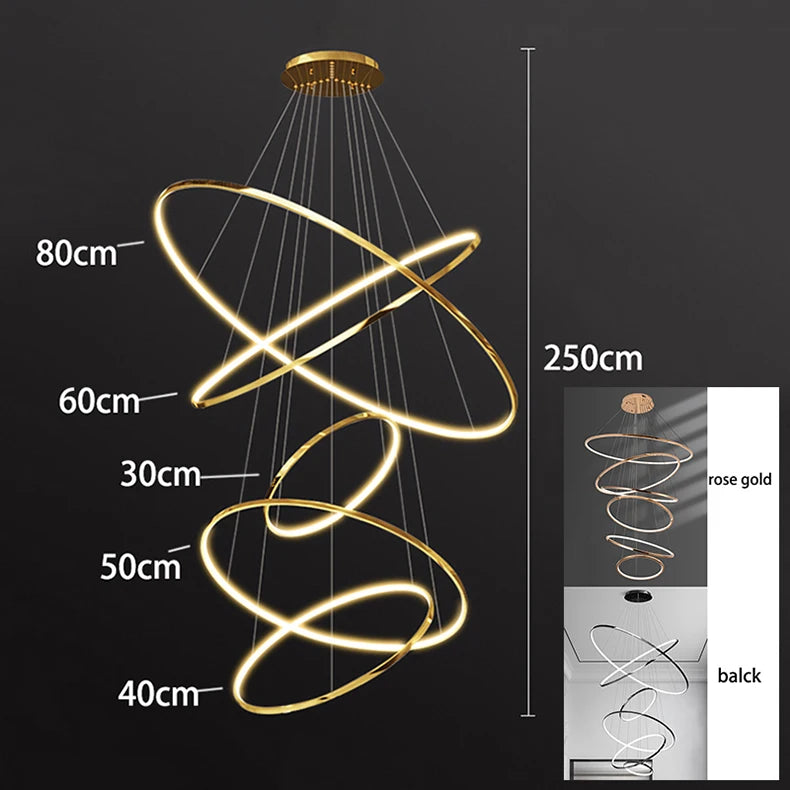 Tiered Ring Villa Chandelier — Grand Staircase Ceiling Light