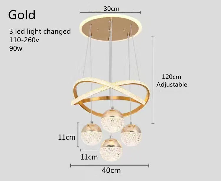 Nordic Tri-Color LED Chandelier — Modern Dining & Living Room Ceiling Light