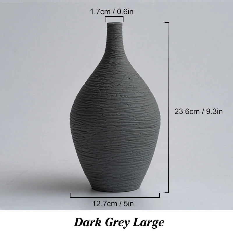 Nordic Narrow-Mouth Ceramic Vase — Luxury Desktop & Living Room Decor