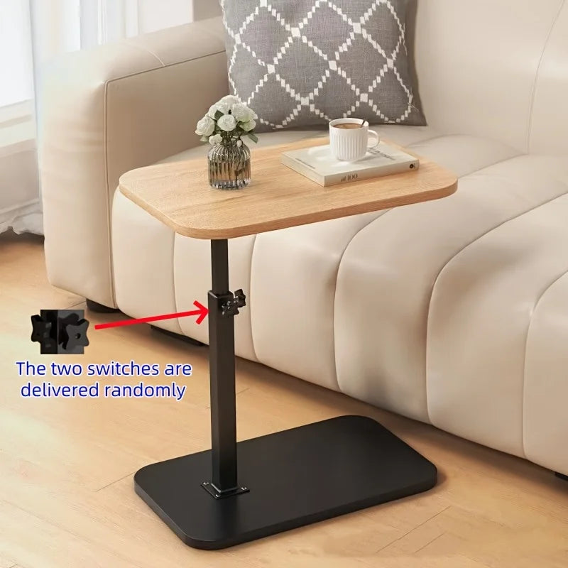 Adjustable Height Wooden Side Table — Portable Sofa & Office Accent Table