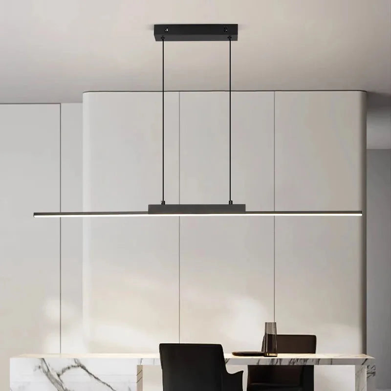 Minimalist Linear Panel LED Chandelier — Textured Pendant Light for Dining & Bedroom